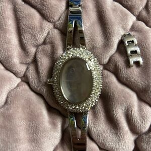 D&G Silver Crystal Oval Bracelet Watch